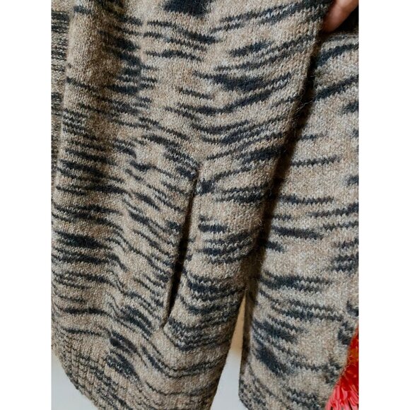 Lucchese W.Cashmere Doreen Tiger Print Alpaca Wool Open Cardigan Sweater Size L - Picture 3 of 9